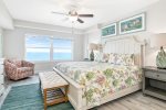 Master bedroom with king bed and direct ocean front views